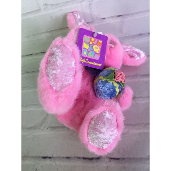 Main Joy Limited Pink Bunny Rabbit Plush Stuffed Animal Small Velvet Ears Feet - Picture 5 of 9